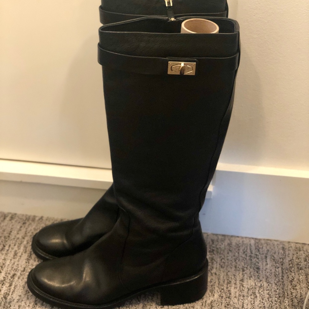 Givenchy black leather shark tooth riding boots